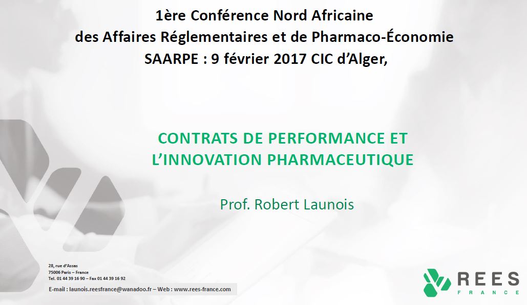 R Launois, Contrats de Performance et l’Innovation Pharmaceutique